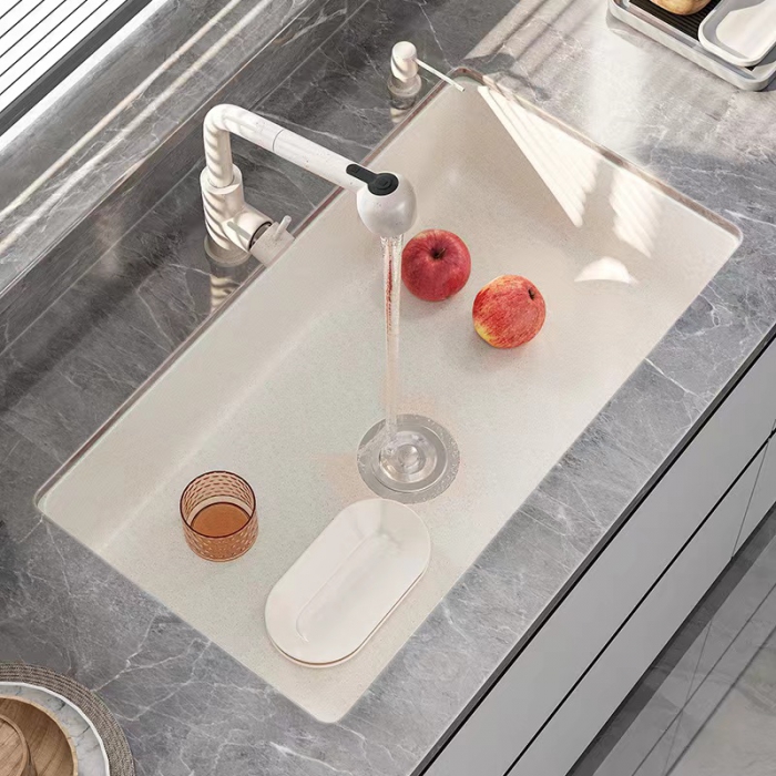 Oatmeal quartz stone sink single-slot kitchen sink thickened granite washbasin